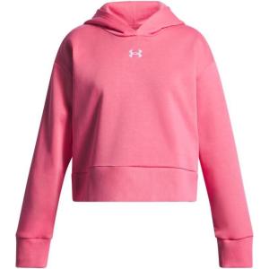 image:imageUnder Armour Girls Rival Fleece Crop Hoodie672 Super Pink   White