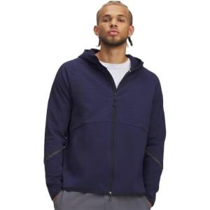 image:imageUnder Armour Mens Unstoppable Fleece Grid Full Zip Hoodie410 Midnight Navy   Black