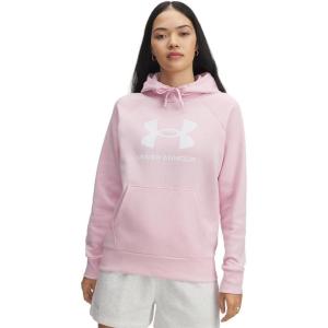 image:imageUnder Armour Womens Rival Fleece Big Logo Hoodie647 Prime Pink   White