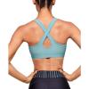 image:imageUnder Armour Womens Crossback Mid Impact Sports BraBlue Haze Light Heather 425Rift Blue