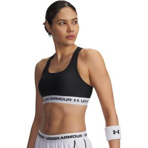 image:imageUnder Armour Womens Crossback Mid Impact Sports Bra007 Black  White  Black