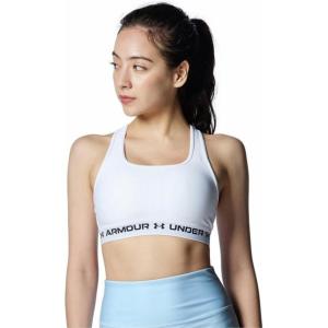 image:imageUnder Armour Womens Crossback Mid Impact Sports Bra101 White  White  Black