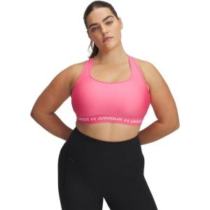 image:imageUnder Armour Womens Crossback Mid Impact Sports Bra672 Super Pink   White