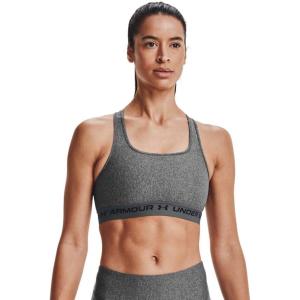 image:imageUnder Armour Womens Crossback Mid Impact Sports BraCharcoal Light Heather 019Black