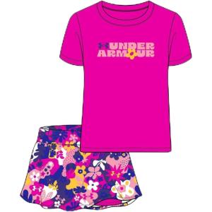 image:imageUnder Armour Girls 2piece Short Sleeve Tee and Skort Set Lightweight and ComfortableRebel Pink Print
