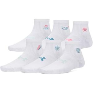 image:imageUnder Armour Unisex Kids Youth Essential Quarter Socks 6 Pack107 White  White  Boundless Blue