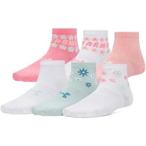 image:imageUnder Armour Unisex Kids Youth Essential Quarter Socks 6 Pack601 Bittersweet Pink  White  Posh Pink