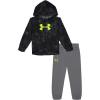 image:imageUnder Armour Boys 2Piece Hoodie Set Full Zip Sweatshirt and Fleece PantsBlack Printed