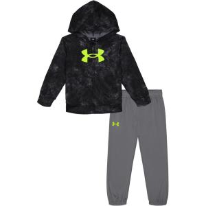 image:imageUnder Armour Boys 2Piece Hoodie Set Full Zip Sweatshirt and Fleece PantsBlack Printed