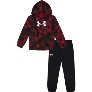 image:imageUnder Armour Boys 2Piece Hoodie Set Full Zip Sweatshirt and Fleece PantsRed Printed