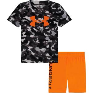 image:imageUnder Armour Boys 2piece Short Sleeve Graphic TShirt and Shorts Set Lightweight amp BreathableAnthracite Print