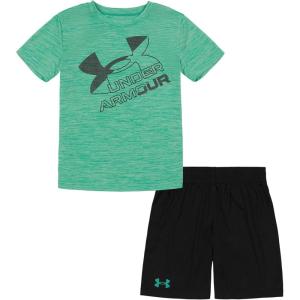 image:imageUnder Armour Boys 2piece Short Sleeve Graphic TShirt and Shorts Set Lightweight amp BreathableBirdie Green Mesh