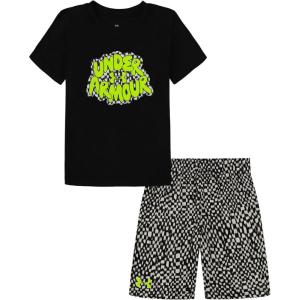 image:imageUnder Armour Boys 2piece Short Sleeve Graphic TShirt and Shorts Set Lightweight amp BreathableBlack Print