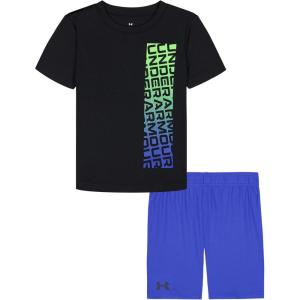 image:imageUnder Armour Boys 2piece Short Sleeve Graphic TShirt and Shorts Set Lightweight amp BreathableBlack Wordmark