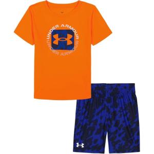 image:imageUnder Armour Boys 2piece Short Sleeve Graphic TShirt and Shorts Set Lightweight amp BreathableBlaze Orange Print