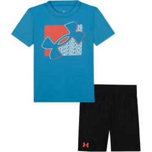 image:imageUnder Armour Boys 2piece Short Sleeve Graphic TShirt and Shorts Set Lightweight amp BreathableEther Blue Mesh