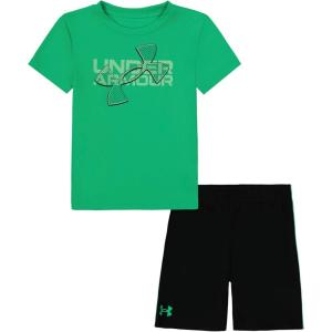 image:imageUnder Armour Boys 2piece Short Sleeve Graphic TShirt and Shorts Set Lightweight amp BreathableGreen Mesh Big