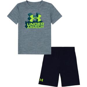 image:imageUnder Armour Boys 2piece Short Sleeve Graphic TShirt and Shorts Set Lightweight amp BreathableHarbor Blue Block