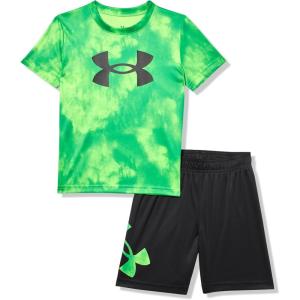 image:imageUnder Armour Boys 2piece Short Sleeve Graphic TShirt and Shorts Set Lightweight amp BreathableHype Green Print