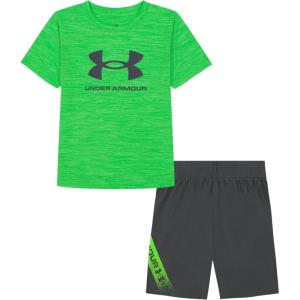image:imageUnder Armour Boys 2piece Short Sleeve Graphic TShirt and Shorts Set Lightweight amp BreathableHyper Green Fade