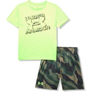 image:imageUnder Armour Boys 2piece Short Sleeve Graphic TShirt and Shorts Set Lightweight amp BreathableHyper Green Print