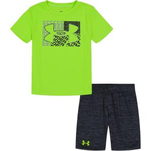 image:imageUnder Armour Boys 2piece Short Sleeve Graphic TShirt and Shorts Set Lightweight amp BreathableLime Deconstruct