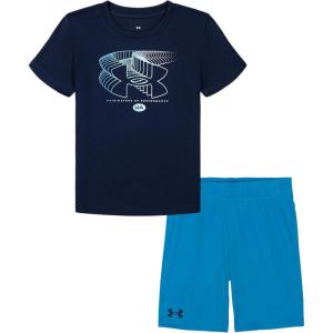 image:imageUnder Armour Boys 2piece Short Sleeve Graphic TShirt and Shorts Set Lightweight amp BreathableNavy Fading