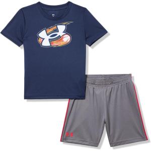 image:imageUnder Armour Boys 2piece Short Sleeve Graphic TShirt and Shorts Set Lightweight amp BreathableNavy Tech Ball