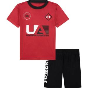 image:imageUnder Armour Boys 2piece Short Sleeve Graphic TShirt and Shorts Set Lightweight amp BreathableRed Tech Soccer