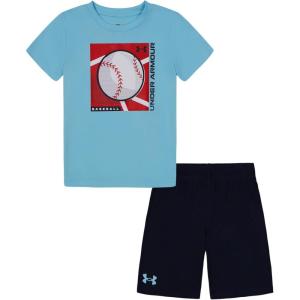 image:imageUnder Armour Boys 2piece Short Sleeve Graphic TShirt and Shorts Set Lightweight amp BreathableSky Blue Baseball