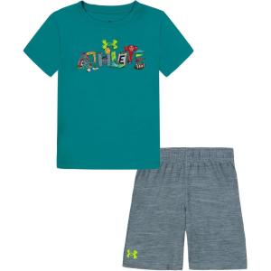 image:imageUnder Armour Boys 2piece Short Sleeve Graphic TShirt and Shorts Set Lightweight amp BreathableTeal Athlete
