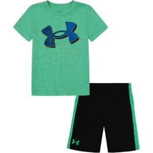 image:imageUnder Armour Boys 2piece Short Sleeve Graphic TShirt and Shorts Set Lightweight amp BreathableVapor Green Panel