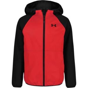 image:imageUnder Armour Boys Sim Softshell Hooded Jacket Full Zipper Closure Lightweight amp WaterresistantRed