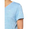 image:imageUnder Armour Womens Velocity Twist Short Sleeve V Neck T Shirt406 Photon Blue   Metallic Silver