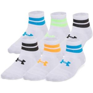 image:imageUnder Armour Kids Youth Essential Quarter Socks 6Pack103 White  White  Electric Blue