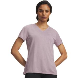 image:imageUnder Armour Womens Velocity Twist Short Sleeve V Neck T Shirt009 Gray Dawn   Metallic Silver