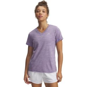 image:imageUnder Armour Womens Velocity Twist Short Sleeve V Neck T Shirt525 Lavish   Metallic Silver
