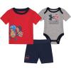 image:imageUnder Armour babyboys 3piece Set Bodysuit Graphic Tshirt and Shorts Crew NecklineRed