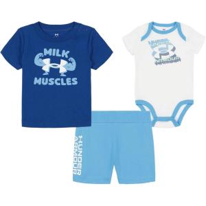 image:imageUnder Armour babyboys 3piece Set Bodysuit Graphic Tshirt and Shorts Crew NecklineBlue Mirage