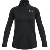 image:imageUnder Armour Girls Tech Graphic Half Zip Hoodie001 Black   Metallic Silver