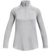 image:imageUnder Armour Girls Tech Graphic Half Zip Hoodie012 Mod Gray Light Heather   Metallic Silver