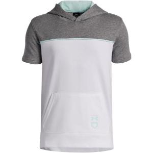 image:imageUnder Armour Boys Utility Short Sleeve Hoodie100 White  Castlerock  Aqua Float