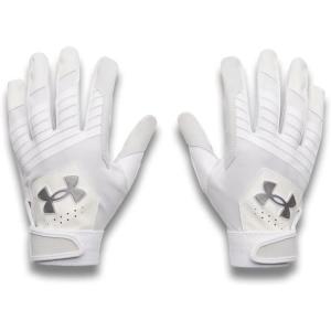 image:imageUnder Armour Boys Youth Clean Up Baseball Gloves100 White  White  Metallic Silver