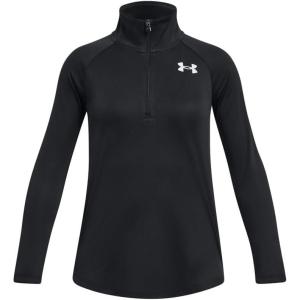image:imageUnder Armour Girls Tech Graphic Half Zip Hoodie001 Black   Metallic Silver