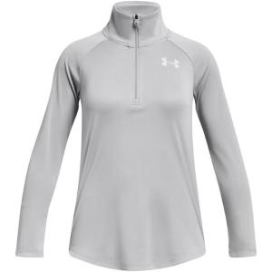 image:imageUnder Armour Girls Tech Graphic Half Zip Hoodie012 Mod Gray Light Heather   Metallic Silver