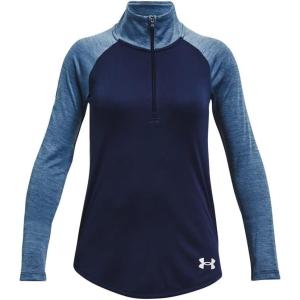 image:imageUnder Armour Girls Tech Graphic Half Zip Hoodie410 Midnight Navy   White