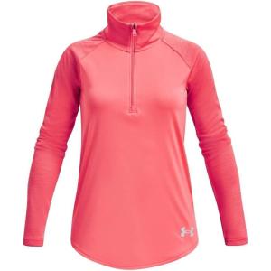 image:imageUnder Armour Girls Tech Graphic Half Zip Hoodie652 Blitz Red   Fuse Teal
