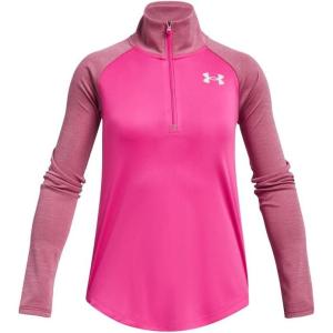 image:imageUnder Armour Girls Tech Graphic Half Zip Hoodie652 Rebel Pink   Metallic Silver
