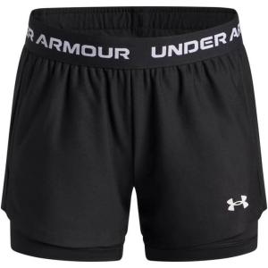 image:imageUnder Armour Girls Tech Play Up 2 in 1 Shorts005 Black  Black  White