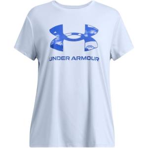 image:imageUnder Armour Girls Tech Print Big Logo Short Sleeve Crew464 Nimbus Blue   Tech Blue
